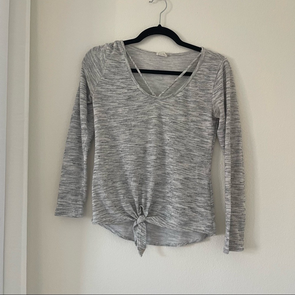 Caution to the Wind Long Sleeve Top with Tie bottom - size Small